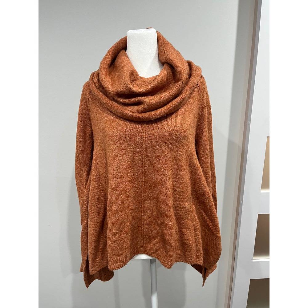 Jessica Simpson Cowl Neck Sweater Orange‎ Heathered Knit Women's XS Alpaca Blend